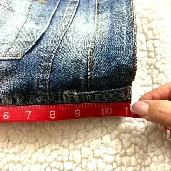 ALLEN B Faded Bleached Midrise Stretch Raw Hem Denim Jean Shorts Size 2 - Picture 12 of 13